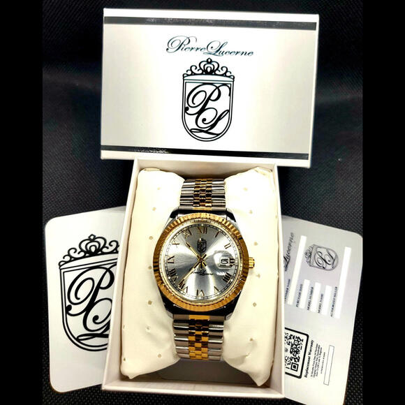 Gorgeous Pierre Lucerne President Date Just Mens Watch - Picture 6 of 11